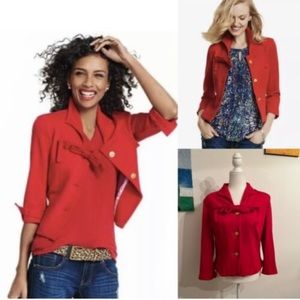 CABI Red Gold Bow Front Blazer Jacket Women size 6